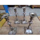 4 SILVER CANDLESTICKS- EDWARD & SON GLASGOW