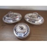 3 SILVER PLATED SERVING DISHES