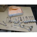 BOX PLATED SPOONS TONGS ETC