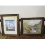 2 FRAMED PICTURES WATERFALL & FOREST SCENE & RIVER SCENE