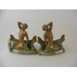 A pair of Art Deco spelter picture holders in the form or nudes some damage noted