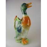 A Majolica style Duck Ewer,