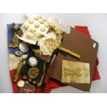 A quantity of Military items to include Flag, Buttons,