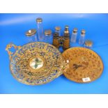 A Hungarian decorative plaque together with a selection of toilet jars etc