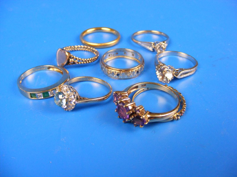 9ct gold rings x 9