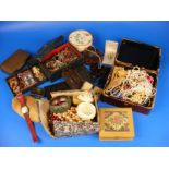A carton of assorted jewellery items costume and curios etc
