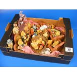 A carton of assorted teddy bear ornaments