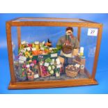 A vintage diorama of a grocers store