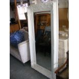 Very large full length dressing mirror finished in white (distressed look)