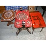 A camel stool together with other items