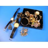 Selection of costume jewellery to include wrist watches,