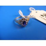 Amethyst and diamond 9ct gold ring