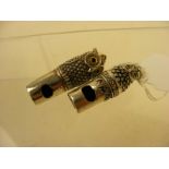 Two 925 sterling novelty owl whistles