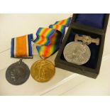 A WW1 medal pair 44714 Pte EW Cacutt Kings Royal Rifle Corps together with an attendance medal