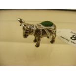 A sterling silver novelty Donkey pin cushion