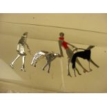 2 Sterling silver deco lady and dog brooches