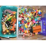 2 cartons of toy animals,