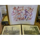 An Olympic sporting print by Gary Keane together with two hunting prints (Hare hunting Nos 1 and 2).