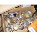 A carton of assorted silver plate