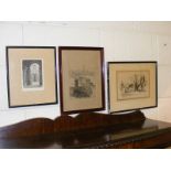 James Grant etching of 10 Downing Street together with 2 prints