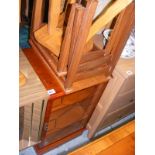 A Yew wood hi-fi cabinet together with a teak nest of tables and a stool