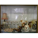 A selection of ceramics and glassware to include glass depicting hunting scenes,