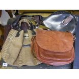 A selection of 4 handbags to include a genuine Calvin Klein pleated tote bag,