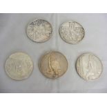 5 Silver Collectors coins to include the Descent from the Cross, The return of the Hunters,