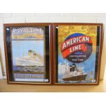 Two framed and glazed Shipping Posters American Line and Royal Line