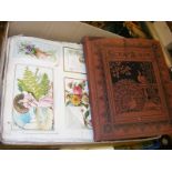 Two antique and later scrap albums with a quantity of loose various scrap items