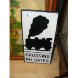 A Crossing No Gates heavy cast sign