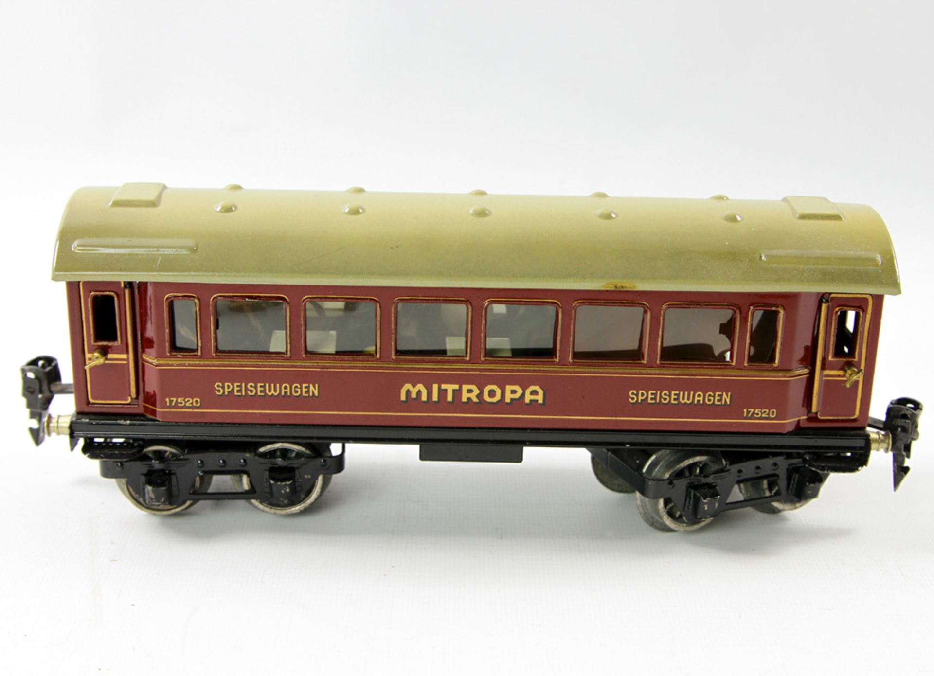 MÄRKLIN "MITROPA" Speisewagen, Nr. 17520, Spur 0, Blech, rot, lithographiert. 4-achsig, 4 Türen - Image 2 of 2