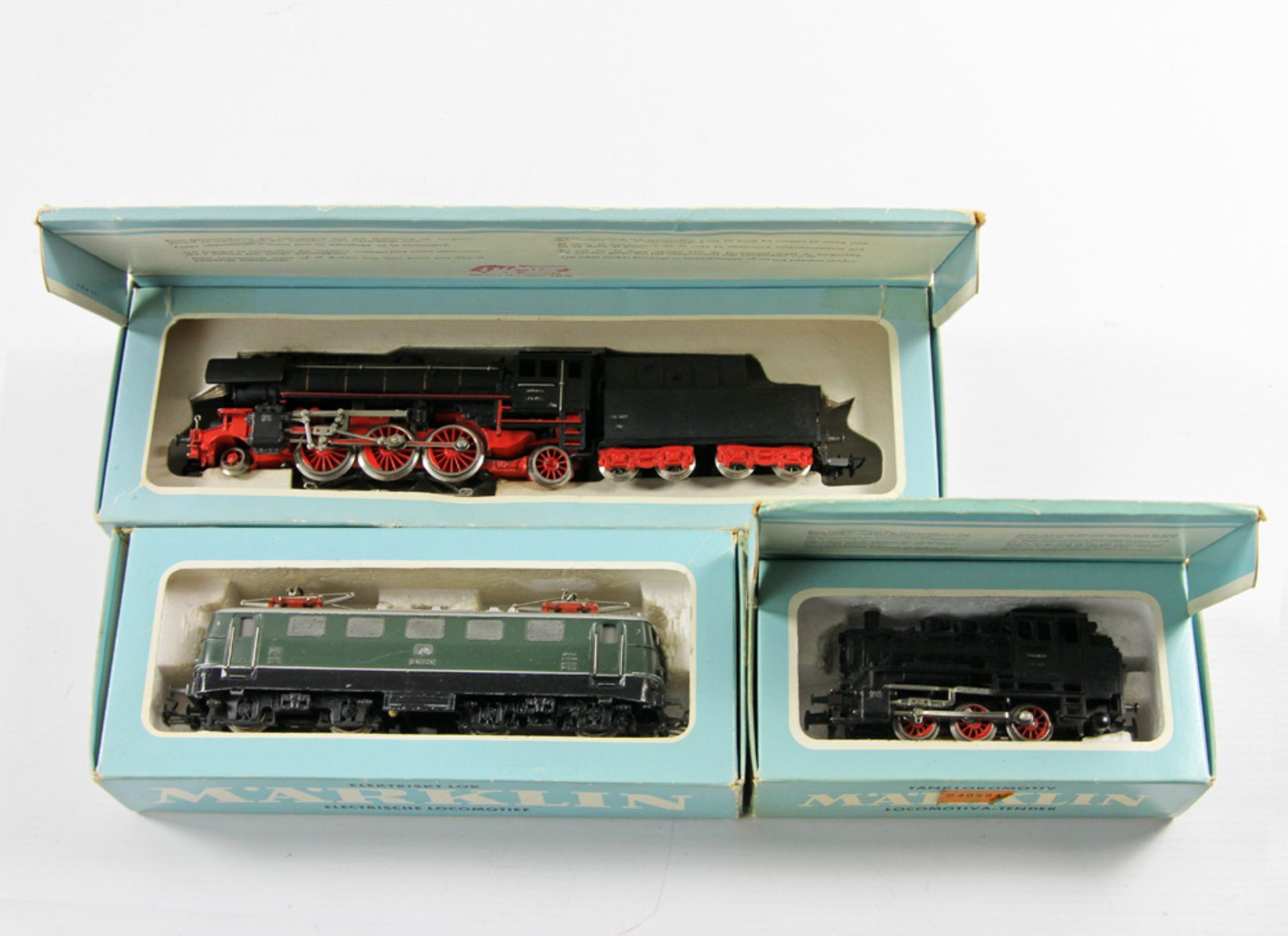 MÄRKLIN drei Lokomotiven 3000, 3005 und wohl 3037, Spur H0, 3000: Tenderlokomotive BR 89 der DB,