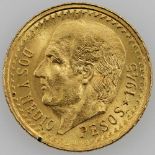 Mexiko - 2,5 Pesos (1/4) Hidalgo 1945, Neuprägung, GOLD, ca. 1,87 Gramm fein, vz.