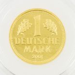 BRD/GOLD - 1 Deutsche Mark in Gold 2001 F, ca. 12 g fein, verkapselt, prägefrisch
