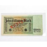 Dt. Reich, Weimarer Republik - 10 Billionen Mark, MUSTER, 1. November 1923, Reichsdruck, Serie A,