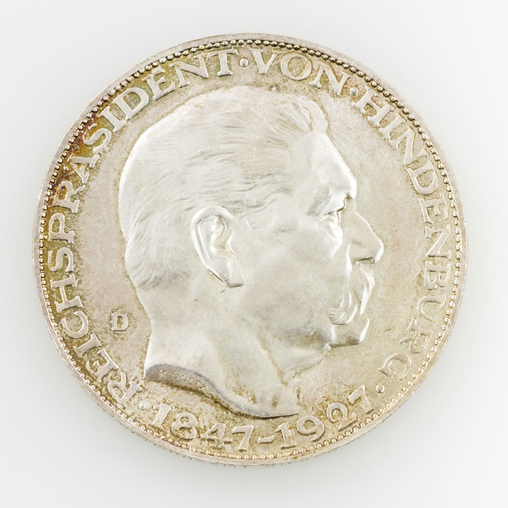 Silbermedaille 1927 v. Goetz (Bayer. Hauptmünzamt) auf den 80. Geburtstag des Reichspräsidenten