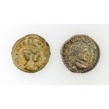 Antike - 2 Denare, röm. Kaiser Elagal und dessen Mutter Iulia Soamias, 1 Denar - Av: Elagabal (218-