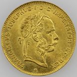 Österreich - 4 Florin, 1892 Neuprägung, GOLD, ca. 2,9 Gramm fein, vz.