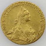 Russland - 5 Rubel 1768, Katharina II (Katharina II. 1762-1796), GOLD, Mzst. CNb, St. Petersburg,