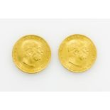 Österreich / GOLD - 2 x 100 Kronen 1915 NP, fast 61 Gramm fein, vz.