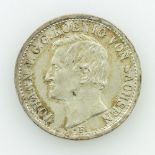 Sachsen - 1/6 Taler 1856/F, Johann, J.100, vz.-stgl.