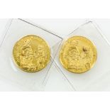 Gold - 2 x neuzeitliche Medaillen Augia mit insgesamt ca. 7 Gramm Gold Fein, in .900 Gold.