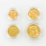GOLD - kleines Lot von 4 Münzen: 20 mark Preussen 1909, 10 Franken Schweiz 1922, 10 Kronen Ungarn
