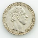 Sachsen - 1 Vereinsdoppeltaler 1854/F, Friedrich August II., J.78, winzige Kratzer, vz.