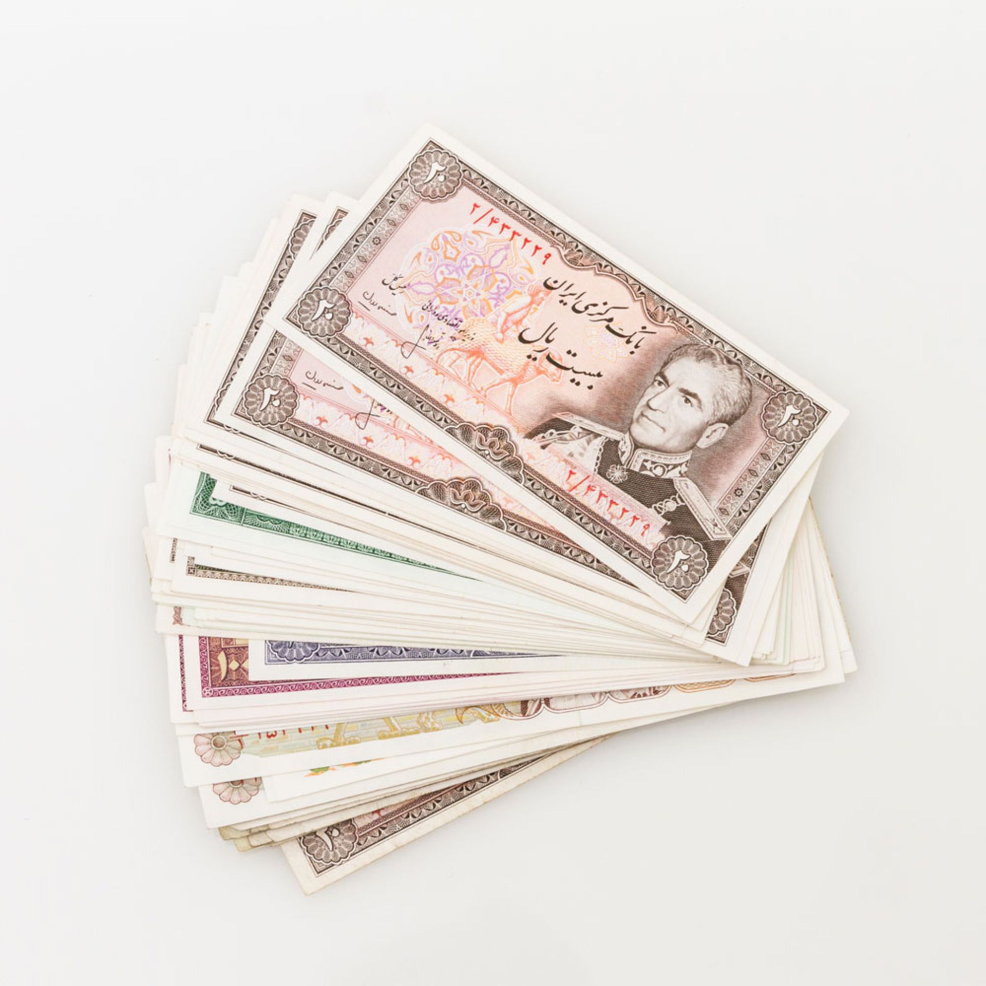 Konvolut Banknoten Iran (Persien) - 90 Banknoten der Jahre 1954-1978 (16 x Schah Reza Pahlevi und