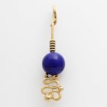 Anhänger besetzt mit einer Lapislazuli- Kugel (behandelt). GG 18 K. * Leg. 750/000 * Gew. 6,6 g