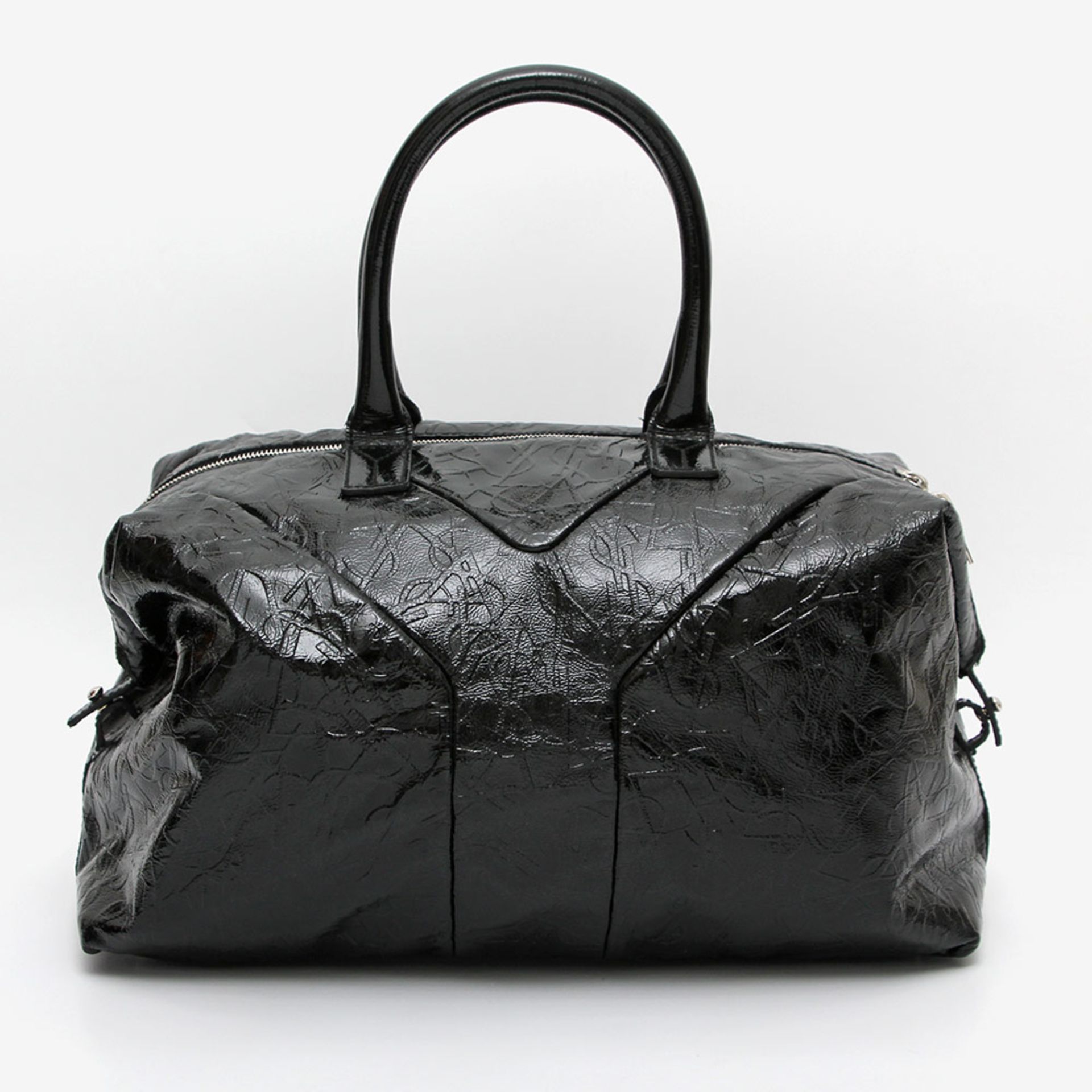 YVES SAINT LAURENT extravagante Lack-Citybag. SEHR SCHICKES MODELL!! NP ca.  980,-. Querformatige