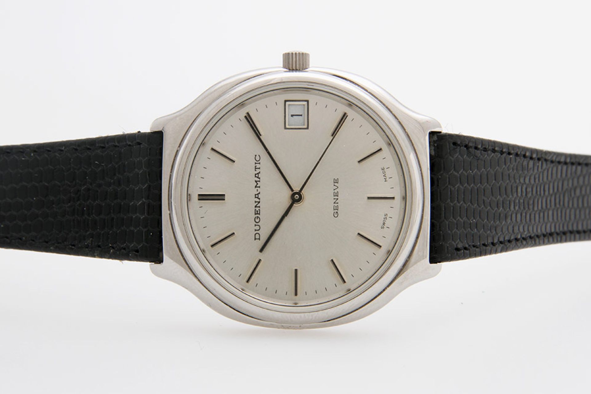 DUGENA Herrenuhr, Edelstahl, D: ca. 35mm (ohne Krone). Automatic-Werk, Cal. ETA 2892 (läuft an =>