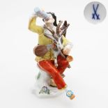 MEISSEN 'Harlekin mit Ziegenbock', 20. Jhd. Weißporzellan polychrom gefaßt, Modell-Nr. 160,